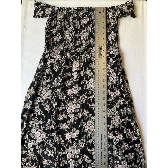 American Eagle Outfitters Women Maxi Dress M Black Floral A-Line Sundress Ruffle - Picture 8 of 10